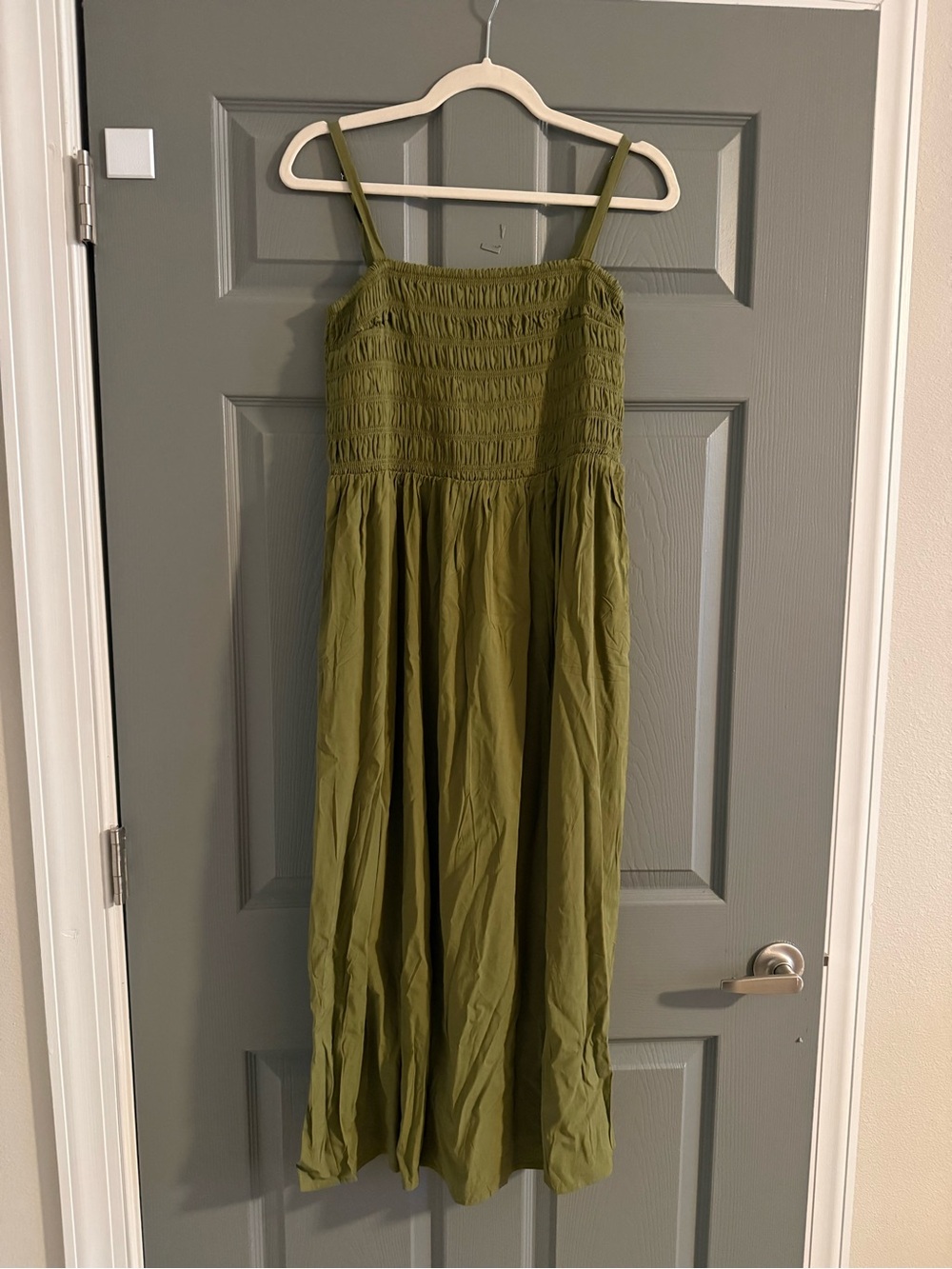 Market & Spruce Olive Green Smocked Maxi Dress